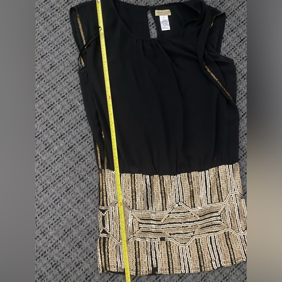 NWOT Moon Collection Live in California Black & Gold Mini Dress Sequins - Size M - Picture 6 of 7